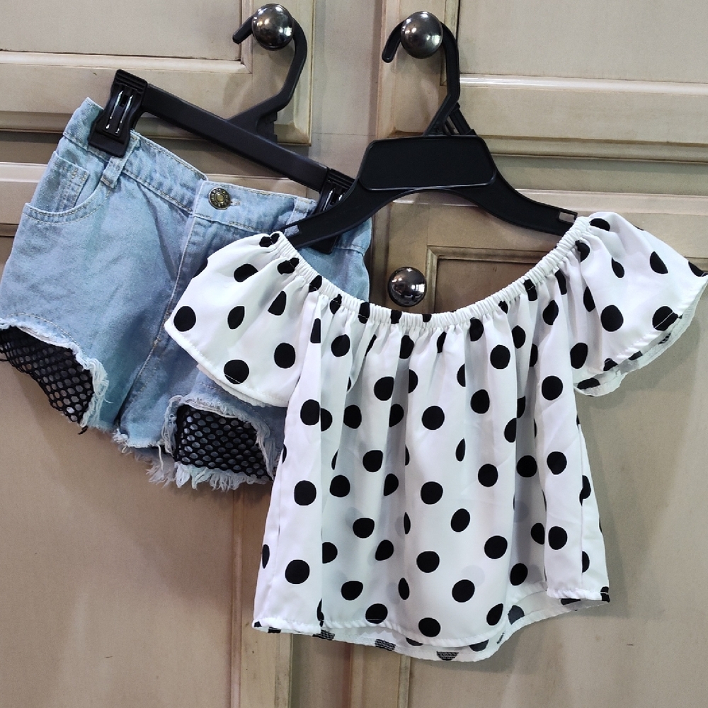 Polka Dot Off-Shoulder Kids Top